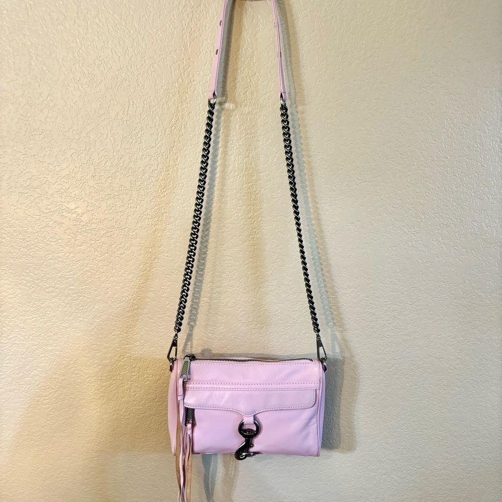 Rebecca Minkoff Leather Crossbody M.A.C Pink Nickel Hardware Tassel Zipper Pulls - Picture 6 of 16